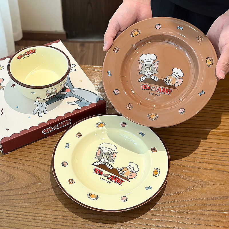 Gatos y ratones de dibujos animados cubiertos de cerámica platos de platos caseros adorables platos de comida 2025 nuevos regalos de cumpleaños de platos de fruta