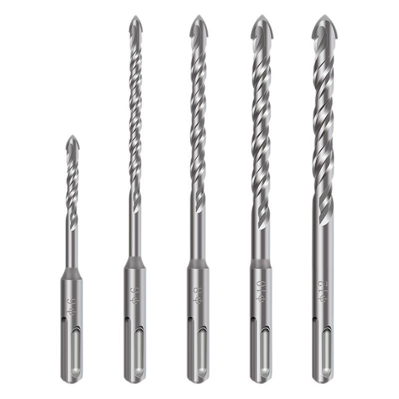 Martillo eléctrico auténtico, broca especial para azulejos de cerámica, mango redondo, doble espiral hexagonal, dos ranuras y dos pozo, broca de perforación de azulejos de cerámica de pared