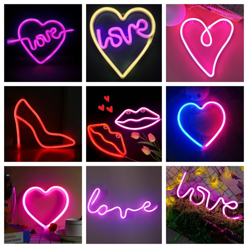 Led Valentine's Day Series Neon Lights Heart Love Lips Shape Atmosphere Lights Proposal Decoration Room Bar Led Valentine's Day Series Neon Lights Heart Love Lips Shape Atmosphere Lights Proposal Decoration Room Bar