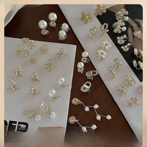 Mosquito coil ear clips without piercings pearl earrings Korean high-end earrings ins simple light luxury wholesale temperament women