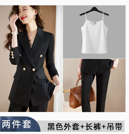 Sy6301 black suit + black trousers + 3028 white suspenders