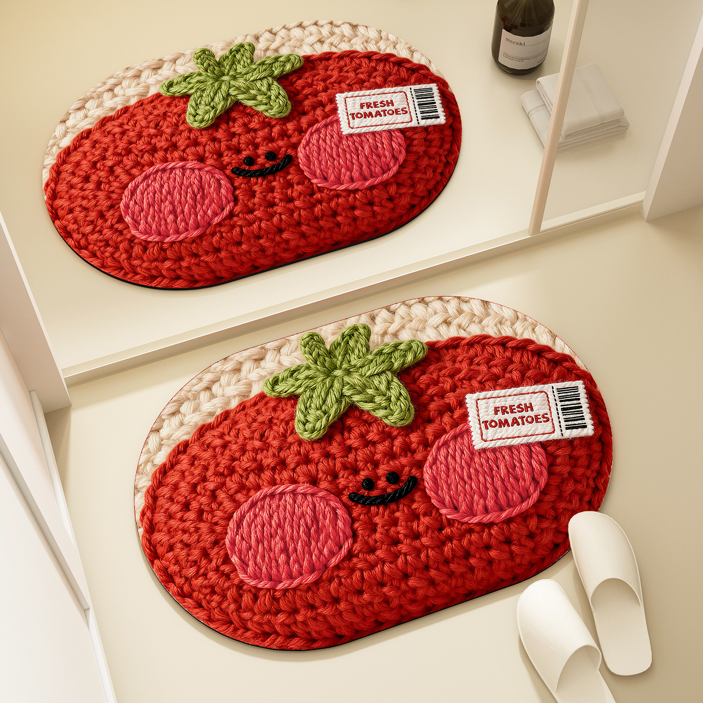 Wool Texture Bathroom Floor Mat, Absorbent Diatom Mud Soft Mat, Easy Care Bathroom Door Non-Slip Mat, Drop Shipping