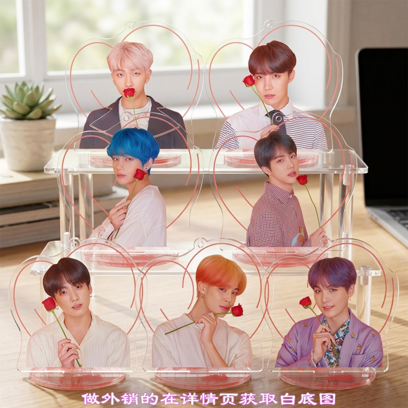 Bts7V Kim Taehyung, Soo-Jin, Namjoon, Jung Hoseok Seamless Interlayer Printed Standee Pendant