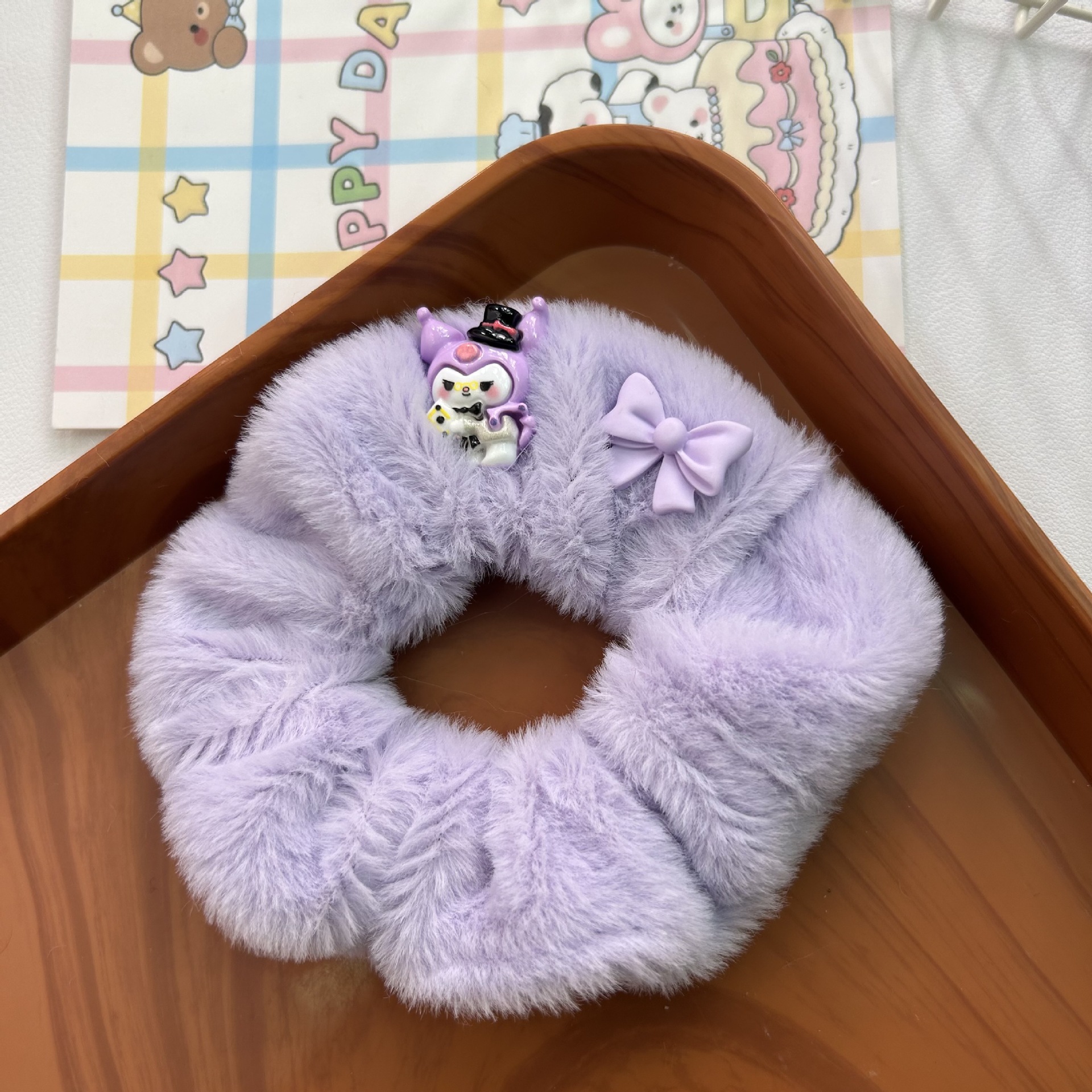 Otoño y invierno lindos anillos de peluche de intestino colomi niños anillo de cabello dulce cuerda de cabeza arco de cabello banda de piel