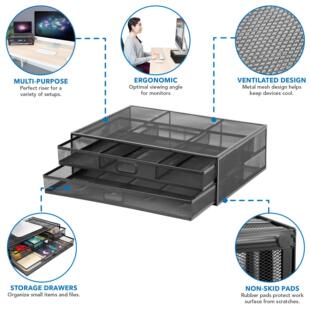 Iron office desktop storage rack computer heat dissipation elevated rack display drawer double-layer bracket wholesale