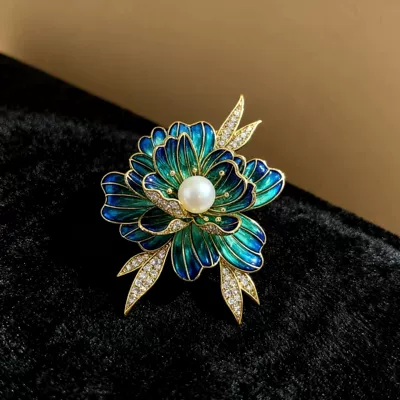 Chinese Style Painted Flower Pin, Yaxa sancaqları