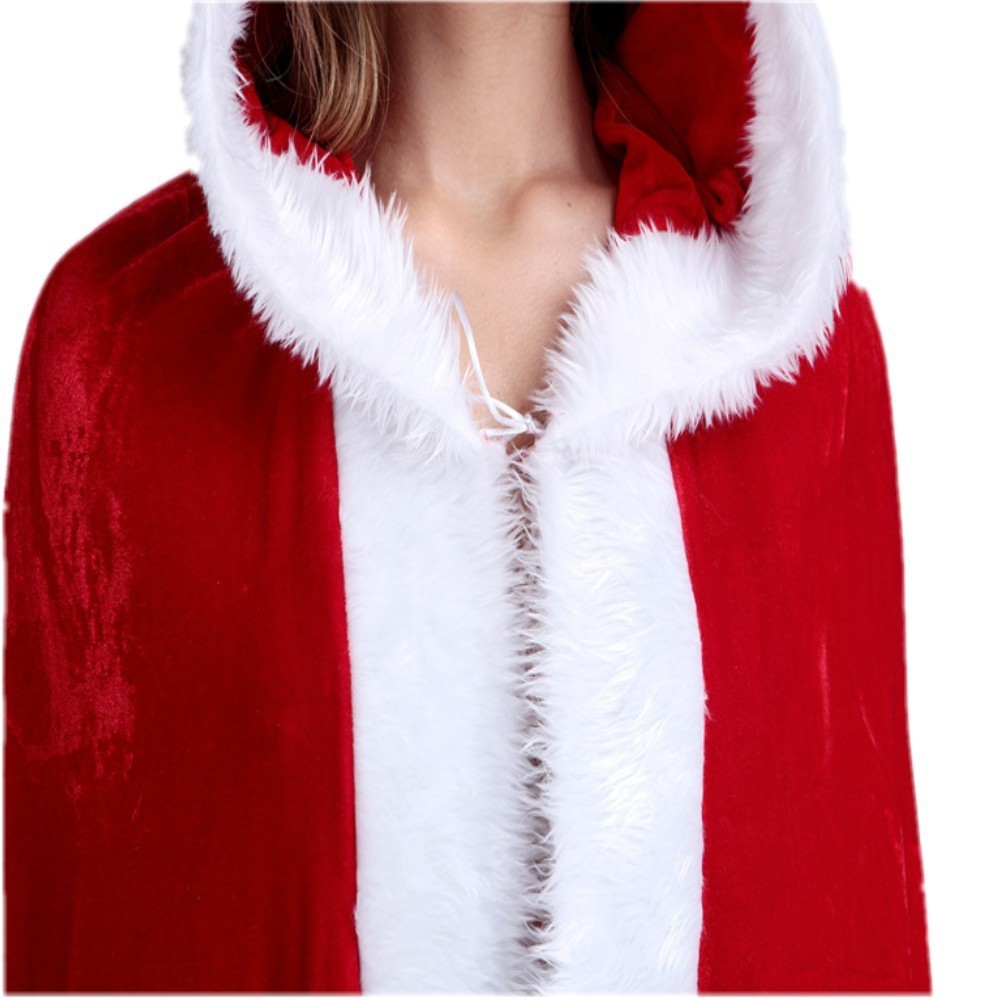 Disfraz de Navidad para adultos capa de Navidad traje de actuación capa de anciano capa de terciopelo dorado para hombre Caperucita Roja capa para mujer