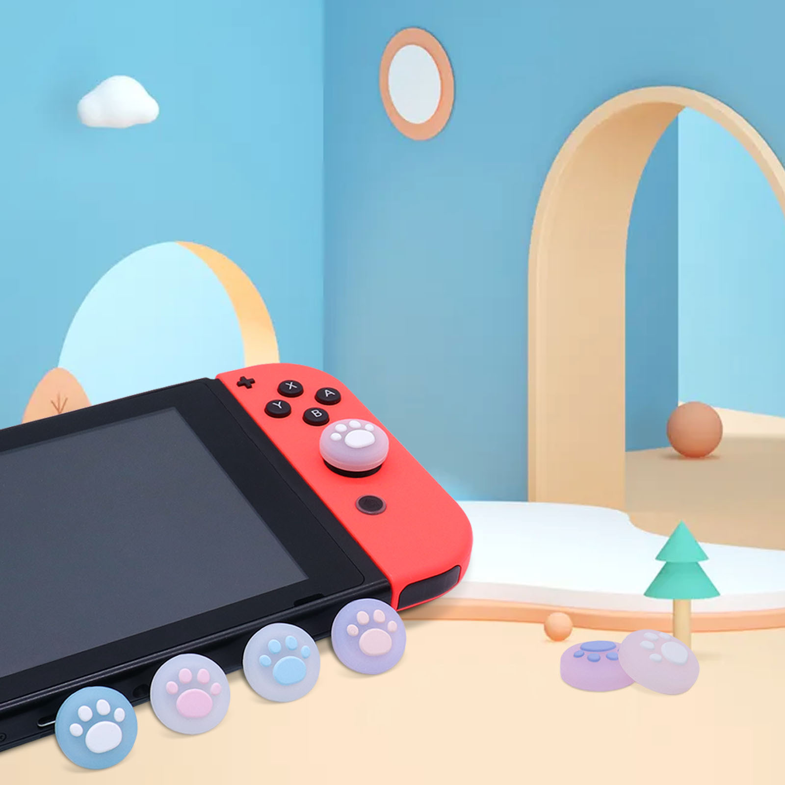 NS mango jalea gato pie funda de silicona interruptor gato garra Rocker manga joycon tapa de botón