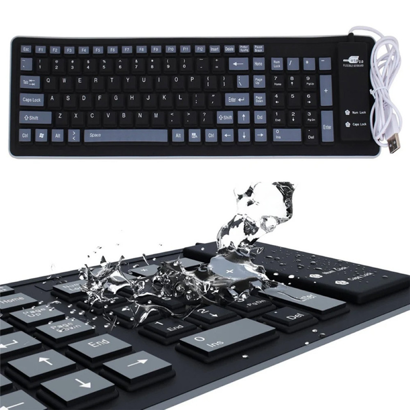New portable mute folding silicone keyboard USB wired environmental protection non-toxic waterproof dustproof acid and alkali proof shockproof