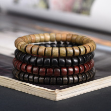 檀木药片珠走量款文玩佛珠串男女檀香绿檀泥鳅背直切桶珠手链木串