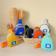 Korean children's backpacks for girls and boys, letter chest bag, versatile for girls, crossbody bag, baby coin accessories, small bag