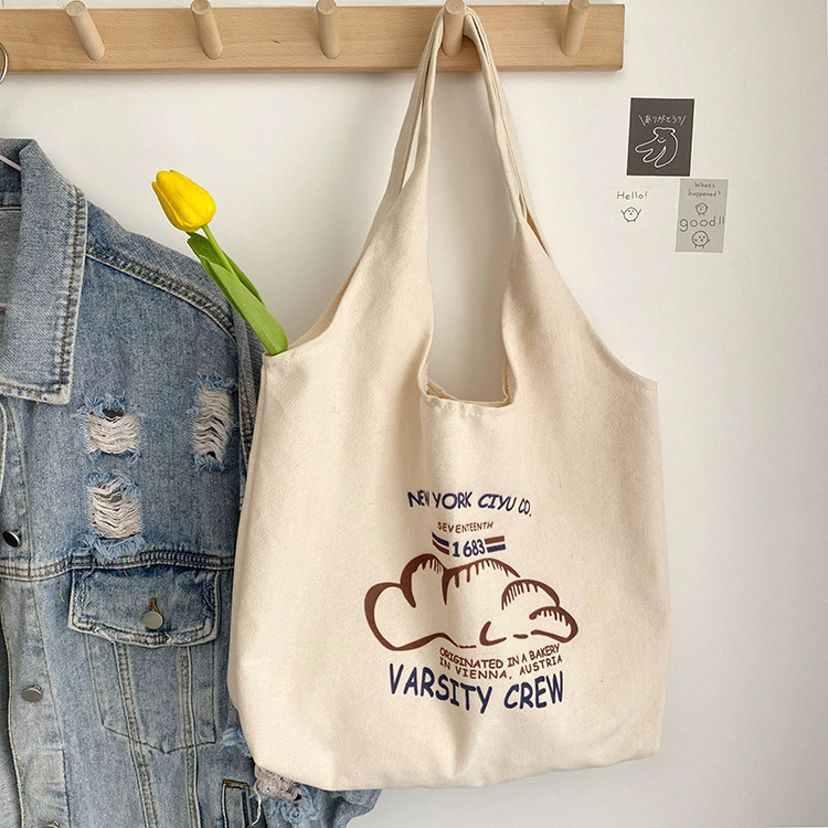 帆布包定制背心帆布手提袋大容量单肩小众文艺学生上课补习布袋子