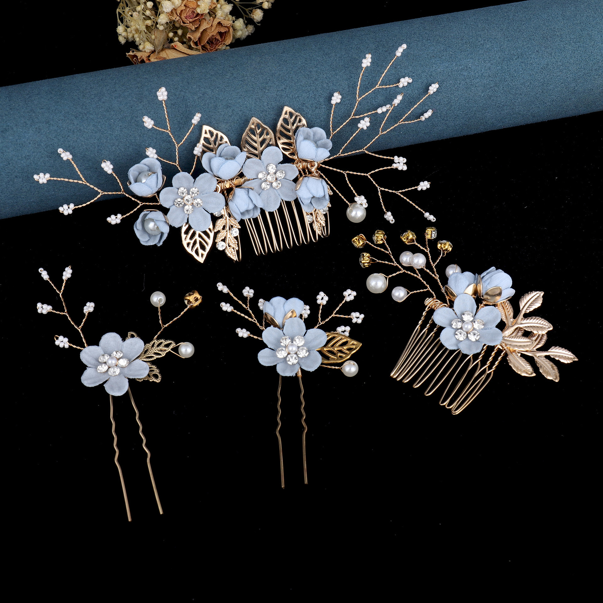 Cabeza transfronteriza hecha a mano cuatro piezas de flores de cabeza cinco piezas de blanco, azul, oro, rosa y otros estilos