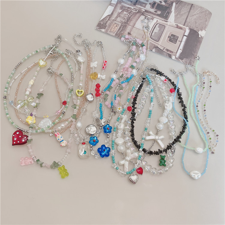 Daily Occasion Beaded Material Geometric Pattern Sweet Geometric Beaded Beaded Necklaces Wholesale
