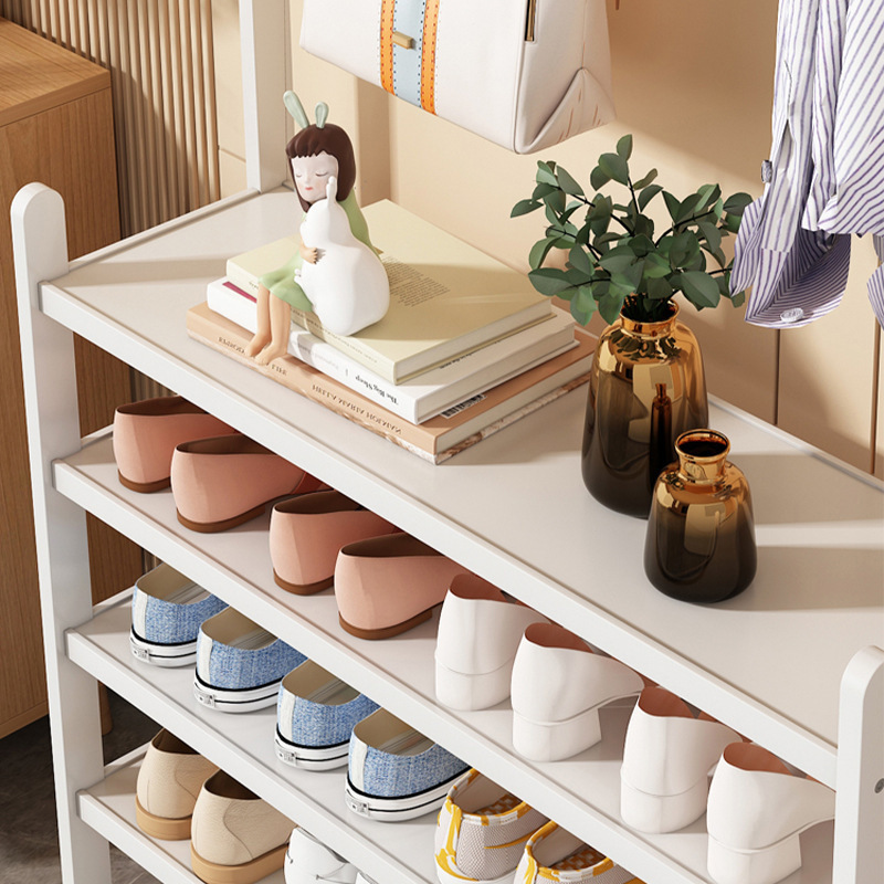 Zapatero de madera maciza Puerta simple Percha para el hogar Artezo de almacenamiento de dormitorio Ahorro de espacio Estante de gran capacidad Zapatero