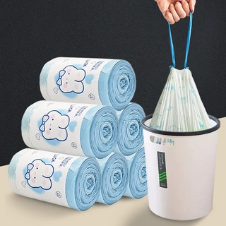 卡通蓝心兔一次性垃圾袋家用抽绳式拉圾袋厨房自动收口手提塑料袋