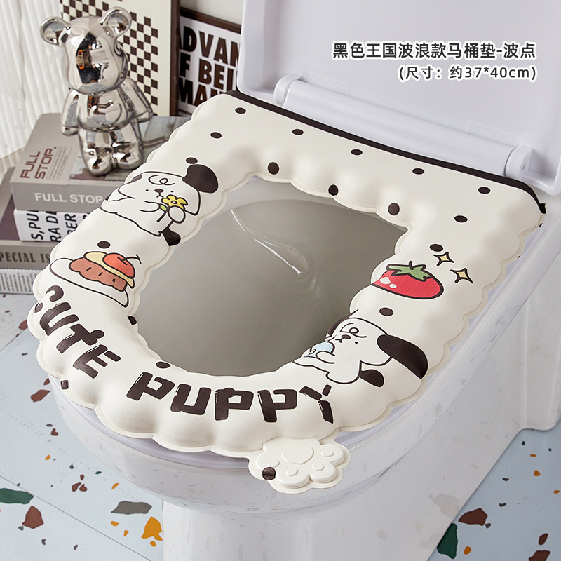 Cojín de inodoro impermeable de dibujos animados eva suave y engrosado estilo ondulado cojín de inodoro desechable pegatinas de inodoro para el hogar Four Seasons Universal