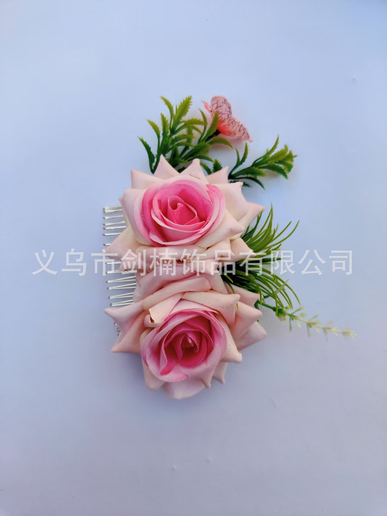 핑크 더블 로즈 헤어 빗