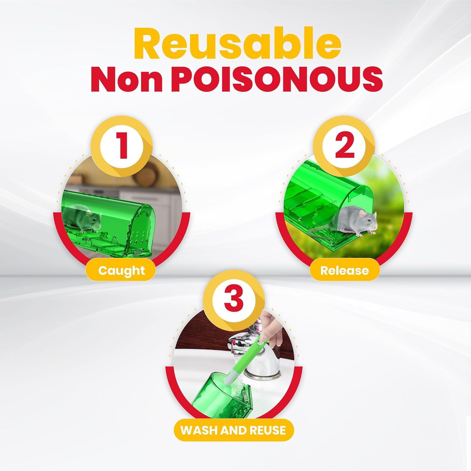 Plastik-Mausefalle zum Fangen und Freilassen, Effektive Mäusefallen für Innen/Außen, Nicht-Tötende Mäusefänger, Kleine Fangkäfige – Detail 14