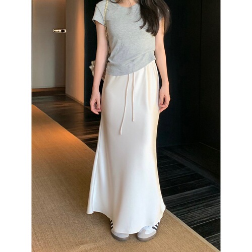 Large size fishtail skirt, high-waist, retro mid-length skirt, hip skirt, fat mm, 200kg, slightly fat, covering the belly, making it look thin