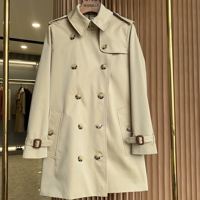 Spring 2023 New Kensington Short 5 Buckle New British Style Double-breasted Women's Coat Spring 2023 New Kensington Short 5 Buckle New British Style Double-breasted Women's Coat
