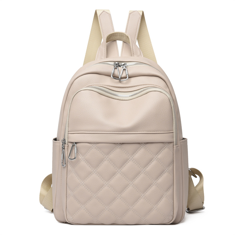 Bolsos para mujer 2024 nueva moda para mujer mochila de cuero suave simple color sólido mochila de viaje de gran capacidad al por mayor