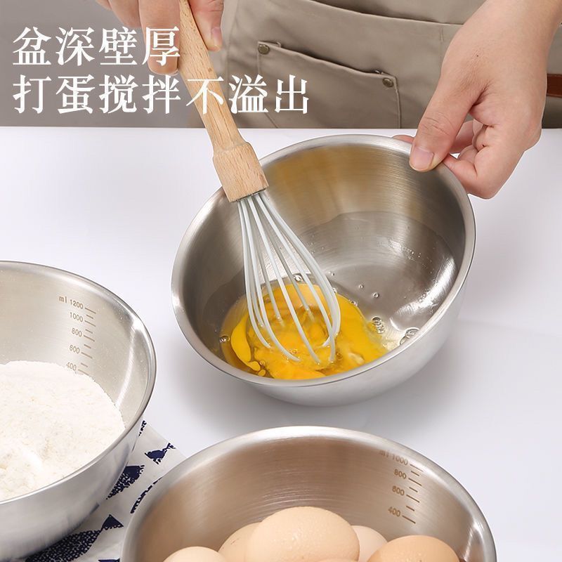 【带刻度】不锈钢沙拉碗料理盆打蛋和面凉拌哑光碗水果烘焙家用碗|undefined