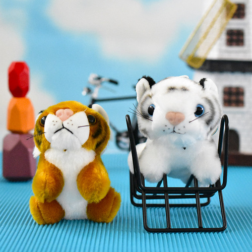 Cross-border cute little tiger plush pendant, realistic tiger pendant, bag charm, keychain gift, mini figurine