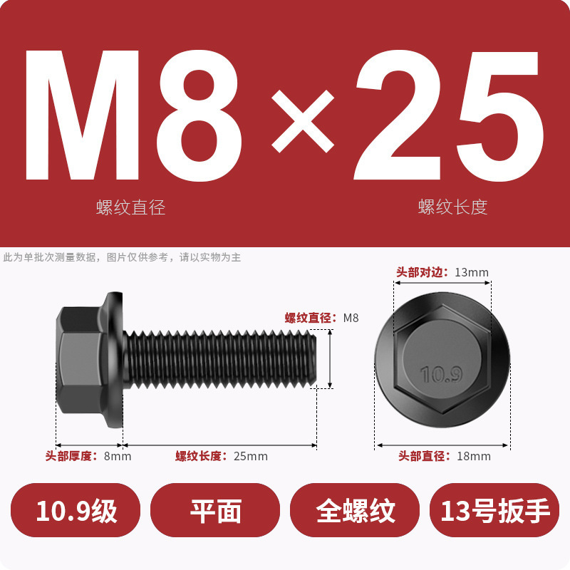8.9段外六角フランジ面ねじ高強度GB5789プラスキャップ付マット付歯付ボルトM6M8-M20|undefined
