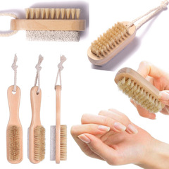 Pig bristle floating stone, lime stone scrub footboard, millet wood foot grinding stone, handheld double-sided brush, original wood foot massage brush