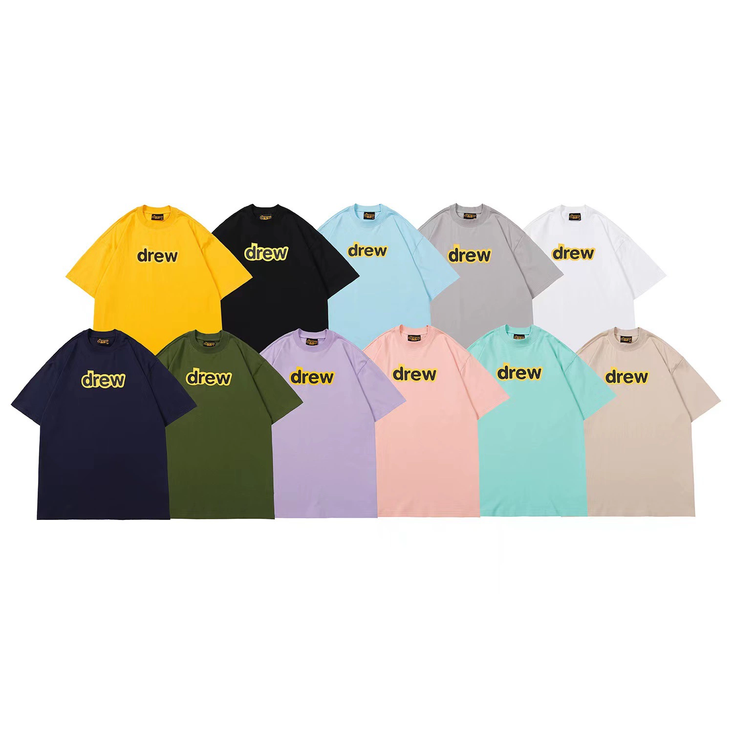 23SS трансграничный европейский и американский модный бренд мечты смайлик письмо с принтом Футболка с коротким рукавом для мужчин и женщин пар Свободная High Street с коротким рукавом