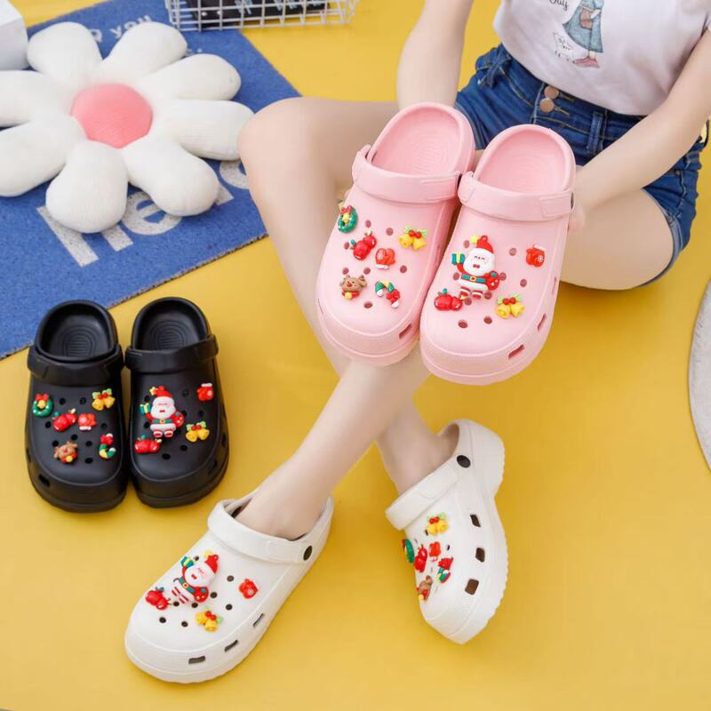 Eva Clogs Christmas Atmosphere DIY Cartoon Clogs Non-Slip Cross-Border Hot-Selling Cloud Shoes Garden Shoes