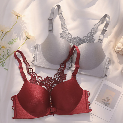 Lan E 2021 Spring and summer new pattern wire drawing Wireless ACC Small chest Gather Bras Sexy US Underwear singleton