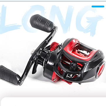 Rueda de goteo de agua negra y roja Luya Rod Set Luya Rueda anti-fritura de alambre de metal de larga distancia puente de lanzamiento de engranajes de engranajes de pesca de boca de caballo