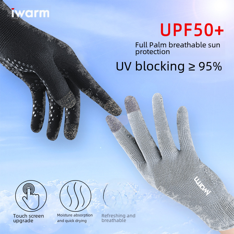 iwarm love warm sun protection gloves men and women summer outdoor UV protection driving non-slip touch screen riding gloves_voghion.com