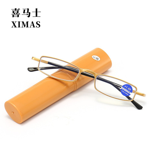 New style old man glasses pen holder type reading glasses light and easy to carry metal narrow edge reading glasses flea market glasses wholesale 
