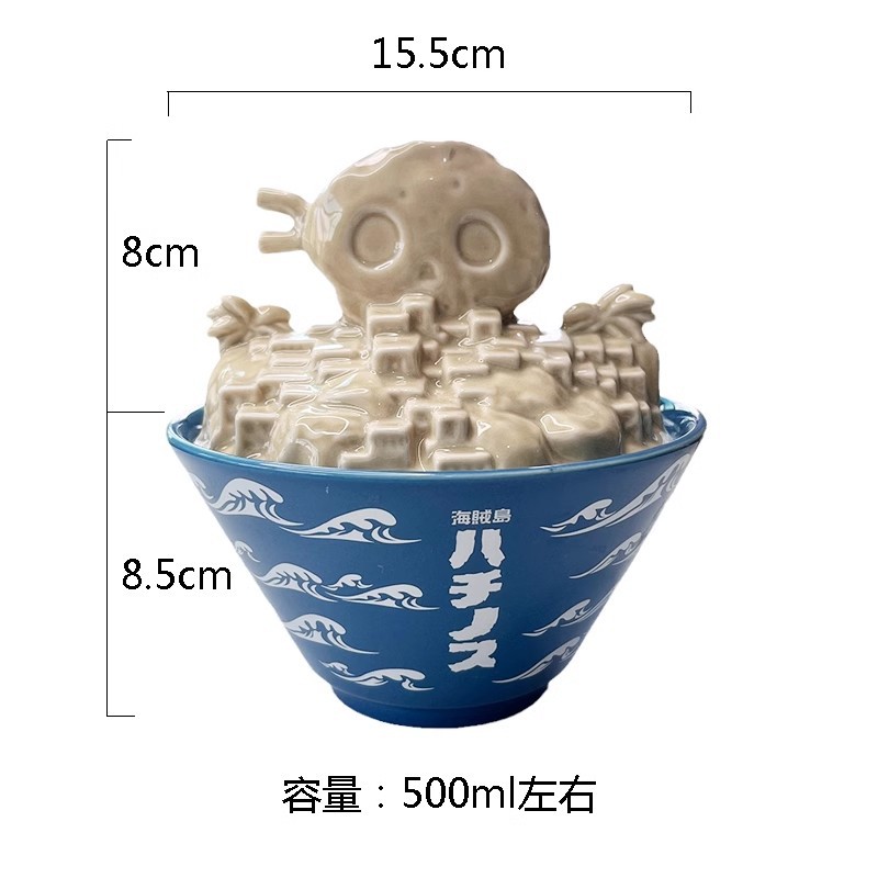 Anime japonés One Piece Luffy sombrero de paja encantador dibujos animados cubiertos de cerámica doméstica postre tazón de sopa tazón de fideos tazón transfronterizo