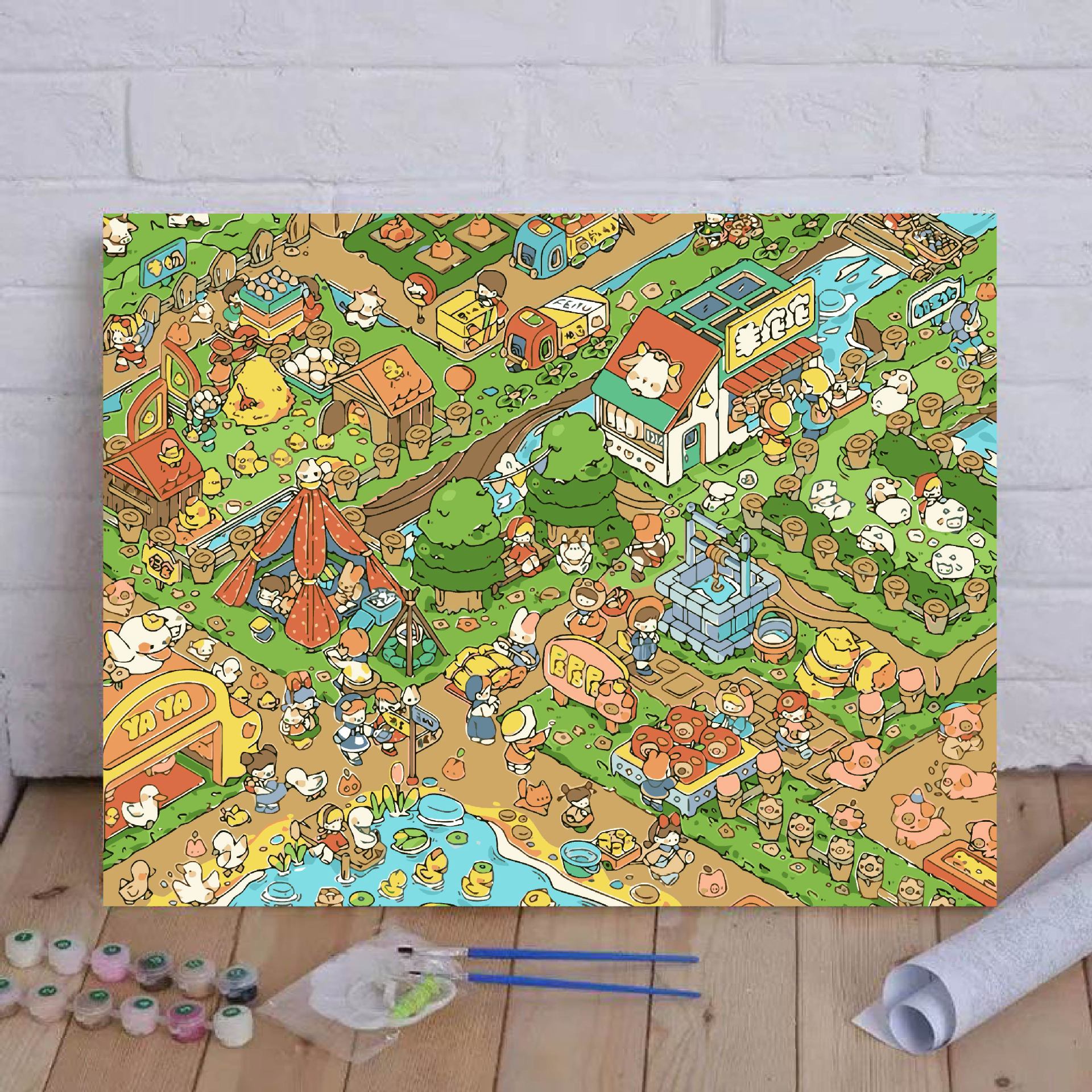 Diy pintura al óleo digital Leek Fragrance Town serie de colección de autenticidad encantadora pintura decorativa de relleno de mano cálida