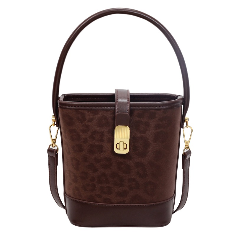 Cross-border 2025 otoño y invierno nuevo bolso de cubo de mano de mujer sensación de alto nivel leopardo mochila retro de viaje