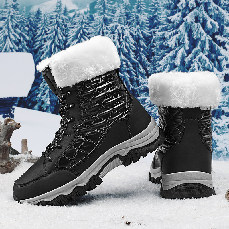 Botas de Nieve de Caña Alta para Mujer, Cuero Sintético, Térmicas para Viajes
