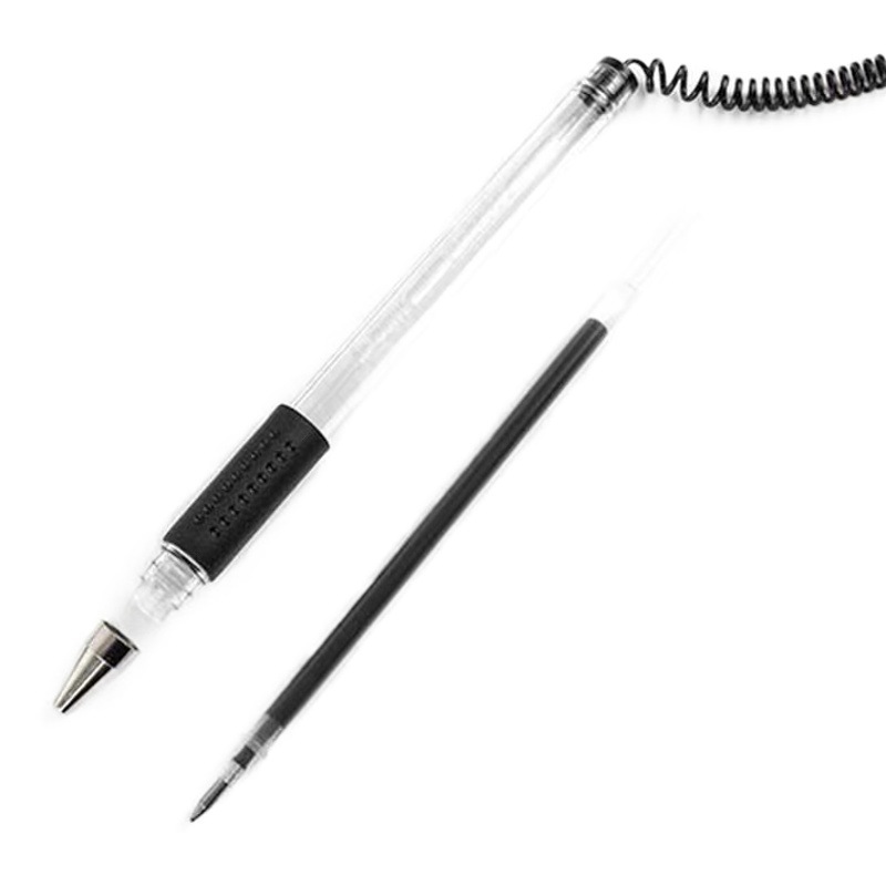 Desk Pen, Signature Pen, Bank Counter Pen with String, Desktop Adhesive Pen, Gel Pen 0.5mm, Business Use