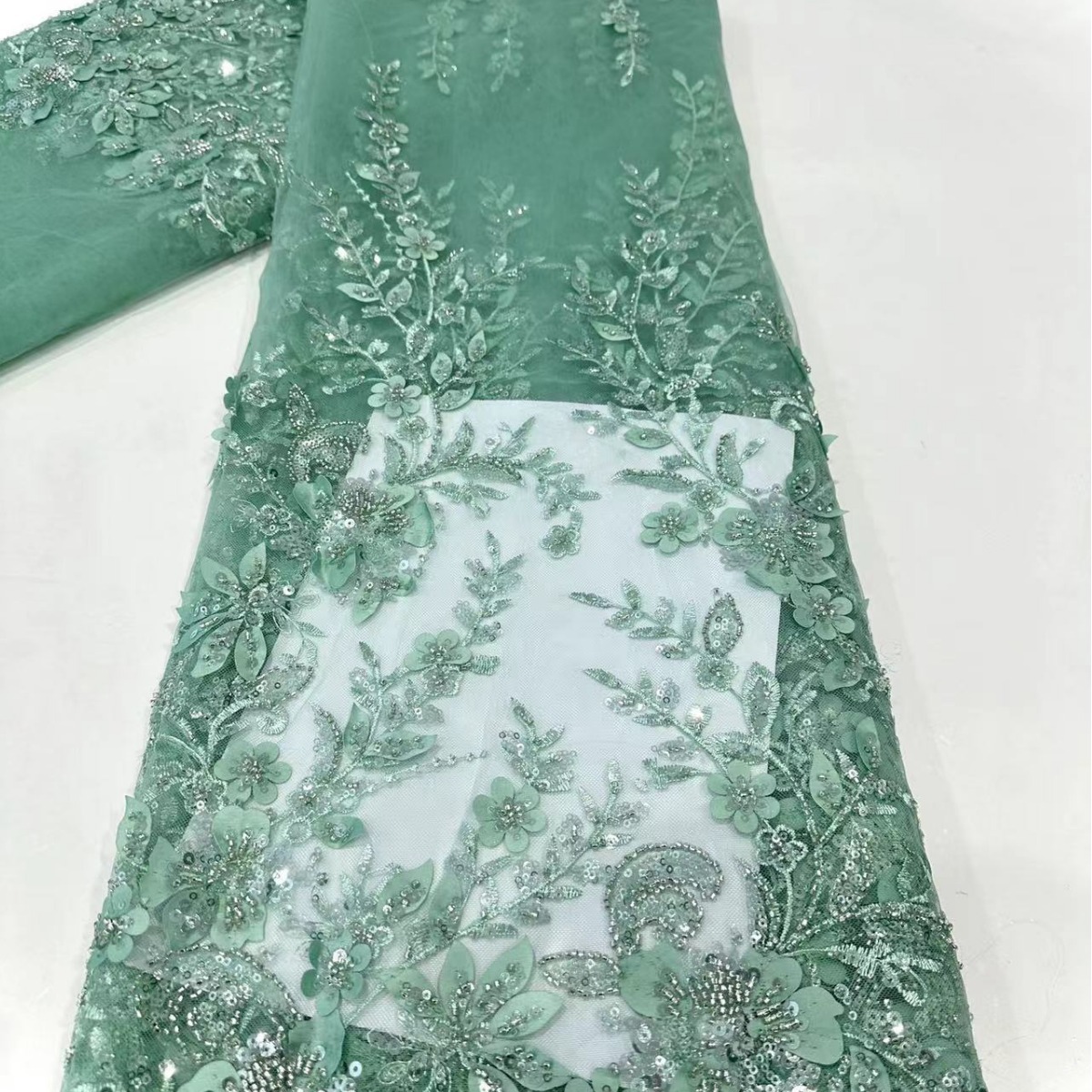 Tubo de bordado de perlas de clavos pesados bordado de perlas tela de malla de bordado de alta gama vestido vestido vestido vestido de noche tela