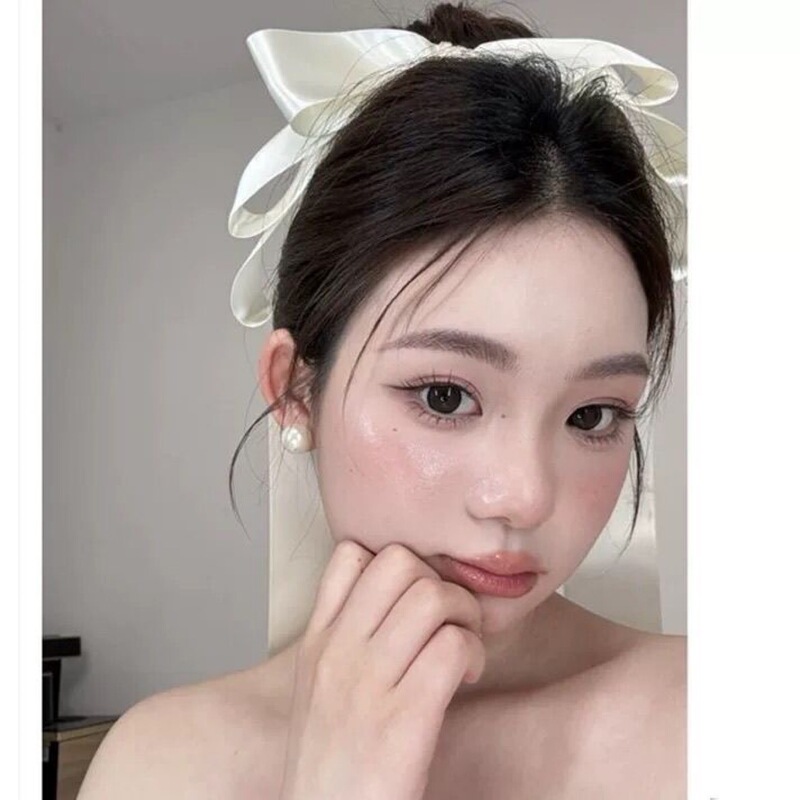 垂れ耳ウサギ～ミントグリーンのリボンヘアピン、韓国風リボンヘアピン、甘い雰囲気の写真撮影用ヘアアクセサリー|undefined