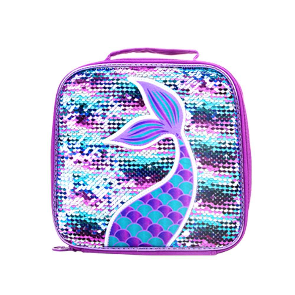 Nuevo lugar transfronterizo de dibujos animados lindo lentejuelas cola de pez escuela primaria mochila de doble tirante portátil