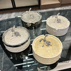 ins陶瓷烟灰缸带盖防飞灰家用客厅轻奢高颜值创意烟缸高级感奶油