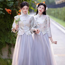 新中式伴娘服2025新款秋冬季显瘦国风姐妹裙伴娘团大码秀禾礼服女