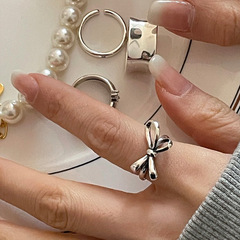 復古蝴蝶結戒指女ins風小眾設計感指環輕奢簡約開口調節2023新款