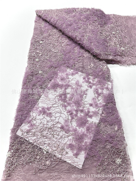 Nicho Zhong lujo ligero diseñador de moda vestido vestido fabricante de tela cordón de hueso encaje disco con tela bordada de perlas image 7