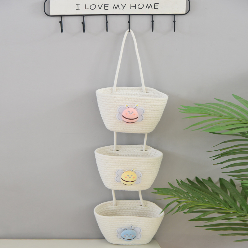 クリスマスツリー三段物置棚寝室客間装飾バスケットかわいい手作りバスケット玄関掛け収納バスケット