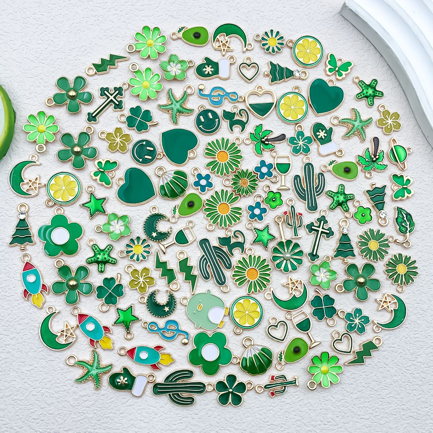 Cross-border exclusive supply of 20/50/100 nine-color oil-dripping alloy jewelry accessories, DIY bracelets, necklaces, pendants and pendants pic 23